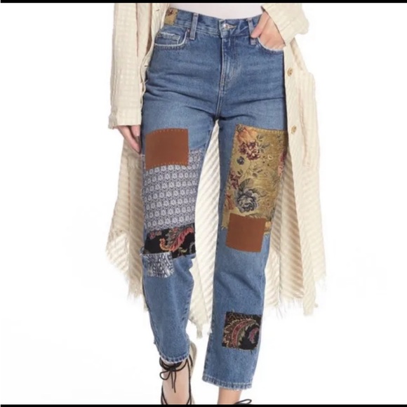 Free People Poppy Patch Straight Leg Jeans $148 Size 30x27 - Picture 4 of 13